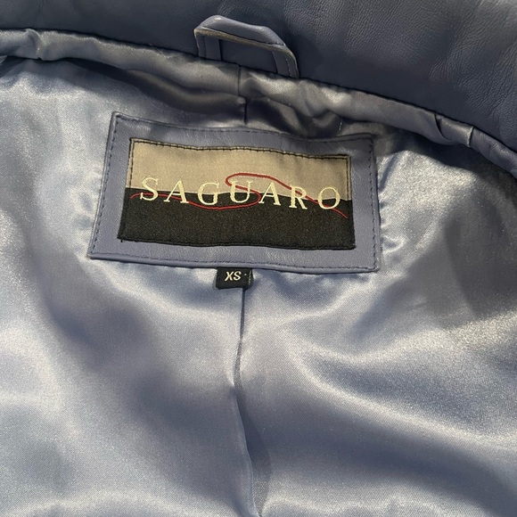 Women's Vintage Saguaro Blue Leather Jacket XS - Picture 5 of 6